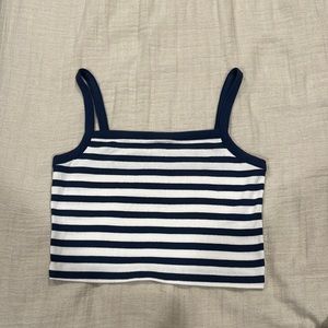 Blue and white striped crop top
